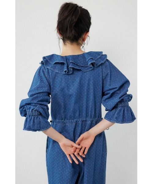 RODEO CROWNS WIDE BOWL（ロデオクラウンズワイドボウル）の「フリルデニムオールインワン（つなぎ/オールインワン・レディース・ブラック/ブルー系その他・FREE）」の14枚目の写真