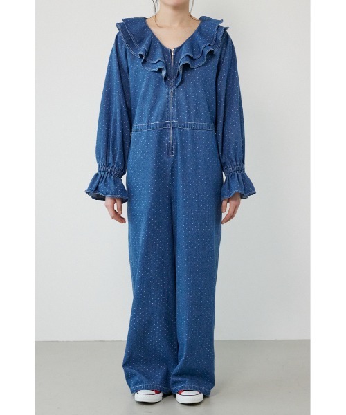 RODEO CROWNS WIDE BOWL（ロデオクラウンズワイドボウル）の「フリルデニムオールインワン（つなぎ/オールインワン・レディース・ブラック/ブルー系その他・FREE）」の15枚目の写真