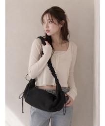 【HIKA】ナイロン風 ギャザーショルダーバッグ