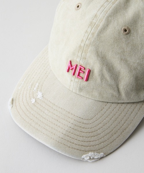 MEI（メイ）の「【MEI/メイ】ピグメントローキャップ ウォッシュ加工 ダメージ加工（キャップ・メンズ・ホワイト/ブラック/ブルー/ベージュ/ライトパープル・FREE）」の6枚目の写真