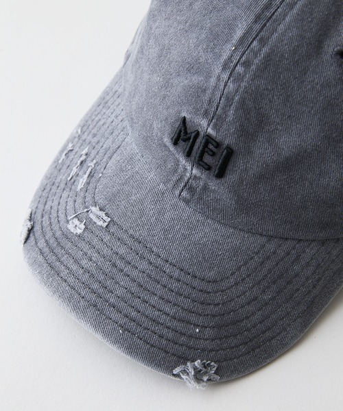 MEI（メイ）の「【MEI/メイ】ピグメントローキャップ ウォッシュ加工 ダメージ加工（キャップ・メンズ・ホワイト/ブラック/ブルー/ベージュ/ライトパープル・FREE）」の14枚目の写真