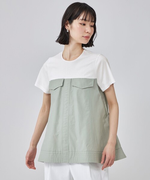 CAST:(キャストコロン)の「ビスチェコンビカットソー(Tシャツ/カットソー・レディース・グリーン/ブラック・M)」の1枚目の写真