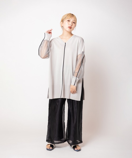 OSMOSIS（オズモーシス）の「2WAY配色ラインニットプルオーバー（ニット/セーター・レディース・ライトグレー/チャコール/ブラック・ONE SIZE）」の11枚目の写真