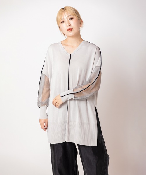 OSMOSIS（オズモーシス）の「2WAY配色ラインニットプルオーバー（ニット/セーター・レディース・ライトグレー/チャコール/ブラック・ONE SIZE）」の12枚目の写真