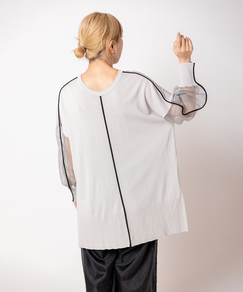 OSMOSIS（オズモーシス）の「2WAY配色ラインニットプルオーバー（ニット/セーター・レディース・ライトグレー/チャコール/ブラック・ONE SIZE）」の13枚目の写真