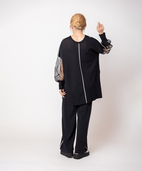 OSMOSIS（オズモーシス）の「2WAY配色ラインニットプルオーバー（ニット/セーター・レディース・ライトグレー/チャコール/ブラック・ONE SIZE）」の16枚目の写真