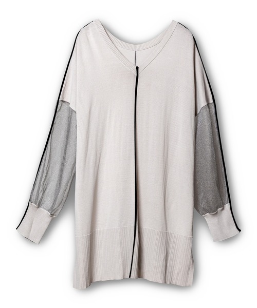 OSMOSIS（オズモーシス）の「2WAY配色ラインニットプルオーバー（ニット/セーター・レディース・ライトグレー/チャコール/ブラック・ONE SIZE）」の20枚目の写真