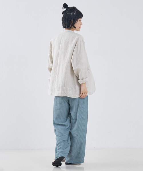 collex（コレックス）の「麻ノーカラージャケット（ノーカラージャケット・レディース・ベージュ/ブラック・フリー）」の12枚目の写真