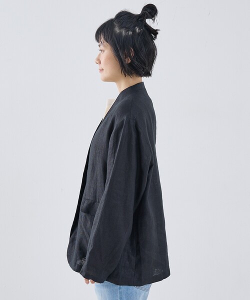 collex（コレックス）の「麻ノーカラージャケット（ノーカラージャケット・レディース・ベージュ/ブラック・フリー）」の18枚目の写真