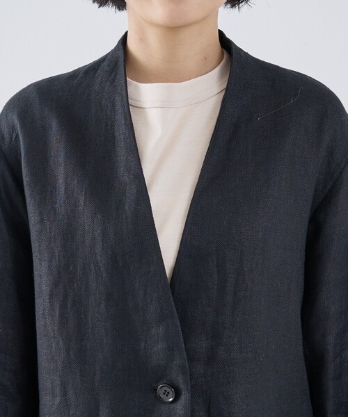 collex（コレックス）の「麻ノーカラージャケット（ノーカラージャケット・レディース・ベージュ/ブラック・フリー）」の20枚目の写真