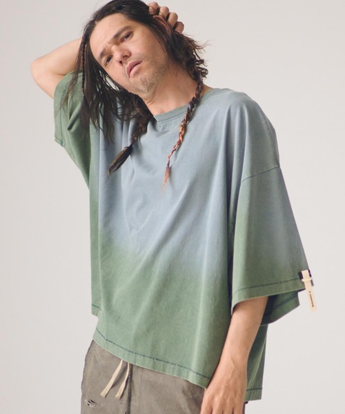 ADAM PATEK(アダムパテック)の「ADAMPATEK/widebox aging T/ワイドボックスエイジングTシャツ(Tシャツ/カットソー・メンズ・グリーン/ピンク/ブラック/ホワイト・1/2)」の7枚目の写真