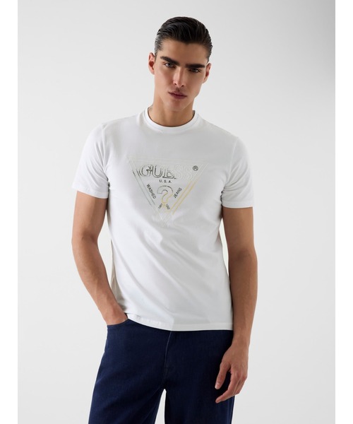 Guess(ゲス)の「TRIANGLE Hd Multicolor Tee Tシャツ ロゴTシャツ(Tシャツ/カットソー・メンズ・ブラック/ベージュ/ホワイト・SMALL/MEDIUM/LARGE/X-LARGE/XX-LARGE)」の21枚目の写真