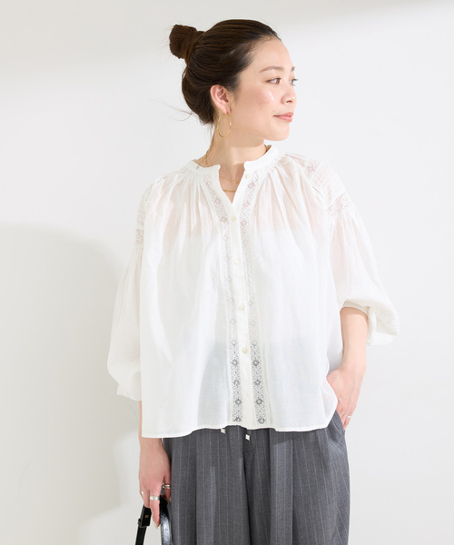 Fanaka(ファナカ)の「【WEB限定】FANAKA / ファナカ ラグランリバーレースブラウス(シャツ/ブラウス・レディース・ブラック/ホワイト・FREE)」の13枚目の写真
