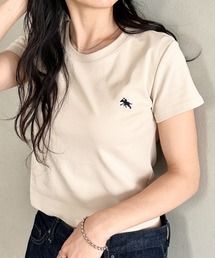POLOCHAMPS(ポロチャンプス)/無地 ワンポイント刺繍 クロップド丈 短丈 クルーネック/カラー刺繍Tシャツ