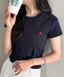 POLOCHAMPS(ポロチャンプス)/無地 ワンポイント刺繍 クロップド丈 短丈 クルーネック/カラー刺繍Tシャツ