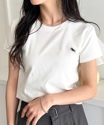 POLOCHAMPS(ポロチャンプス)/無地 ワンポイント刺繍 クロップド丈 短丈 クルーネック/カラー刺繍Tシャツ