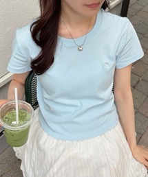 POLOCHAMPS(ポロチャンプス)/無地 ワンポイント刺繍 クロップド丈 短丈 クルーネック/カラー刺繍Tシャツ