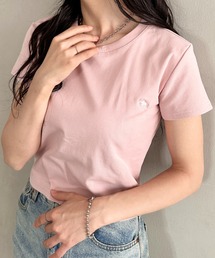 POLOCHAMPS(ポロチャンプス)/無地 ワンポイント刺繍 クロップド丈 短丈 クルーネック/カラー刺繍Tシャツ