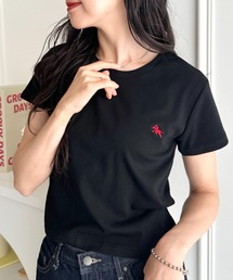 POLOCHAMPS(ポロチャンプス)/無地 ワンポイント刺繍 クロップド丈 短丈 クルーネック/カラー刺繍Tシャツ