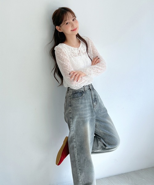 by muni:r(バイ ムニール)の「ロマンティックレースフリルブラウス(シャツ/ブラウス・レディース・クリーム/ホワイト/ブラック・FREE)」の8枚目の写真