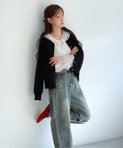 by muni:r(バイ ムニール)の「ロマンティックレースフリルブラウス(シャツ/ブラウス・レディース・クリーム/ホワイト/ブラック・FREE)」の10枚目の写真