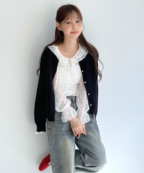 by muni:r(バイ ムニール)の「ロマンティックレースフリルブラウス(シャツ/ブラウス・レディース・クリーム/ホワイト/ブラック・FREE)」の11枚目の写真