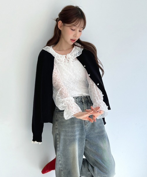 by muni:r(バイ ムニール)の「ロマンティックレースフリルブラウス(シャツ/ブラウス・レディース・クリーム/ホワイト/ブラック・FREE)」の12枚目の写真