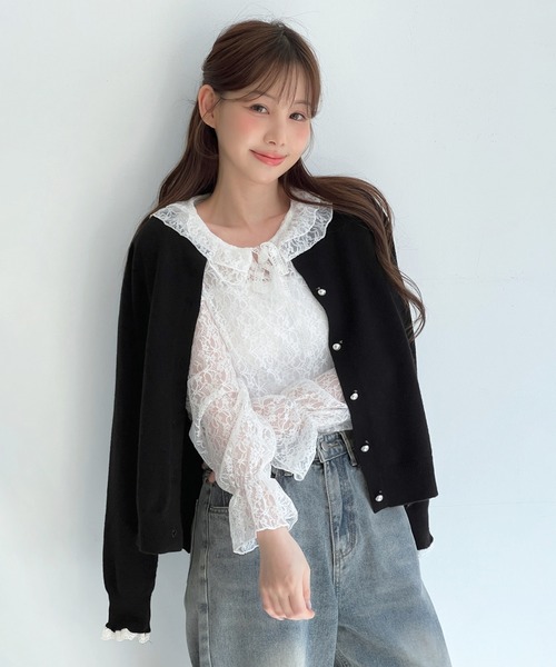 by muni:r(バイ ムニール)の「ロマンティックレースフリルブラウス(シャツ/ブラウス・レディース・クリーム/ホワイト/ブラック・FREE)」の13枚目の写真