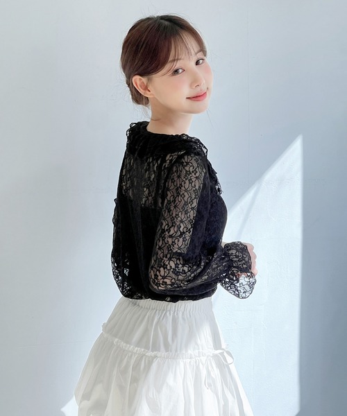 by muni:r(バイ ムニール)の「ロマンティックレースフリルブラウス(シャツ/ブラウス・レディース・クリーム/ホワイト/ブラック・FREE)」の20枚目の写真