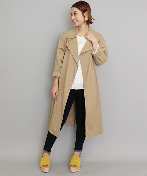 mystic（ミスティック）の「【mystic】オーバーコート（その他アウター・レディース・ベージュ/ベージュ系その他/ネイビー・ﾌﾘ-）」の2枚目の写真