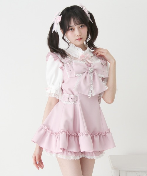 DearMyLove(ディアマイラブ)の「ハートバックルベルトリボンキラキラセットアップ(セットアップ・レディース・ネイビー/ベビーピンク/グレー・3L/LARGE/MEDIUM)」の4枚目の写真