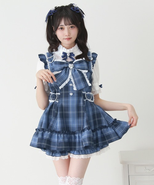 DearMyLove(ディアマイラブ)の「ハートバックルベルトリボンキラキラセットアップ(セットアップ・レディース・ネイビー/ベビーピンク/グレー・3L/LARGE/MEDIUM)」の9枚目の写真