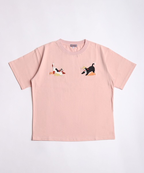 HOUSTON(ヒューストン)の「HOUSTON / ヒューストン 刺繍デザイン コットン半袖Tシャツ 猫 舞妓 和風モチーフ レディース(Tシャツ/カットソー・レディース・ピンク/ナチュラル/ピンク系その他/イエロー/ターコイズブルー/ベージュ系その他・0/1)」の11枚目の写真