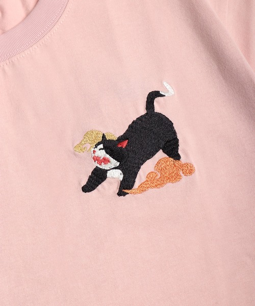 HOUSTON(ヒューストン)の「HOUSTON / ヒューストン 刺繍デザイン コットン半袖Tシャツ 猫 舞妓 和風モチーフ レディース(Tシャツ/カットソー・レディース・ピンク/ナチュラル/ピンク系その他/イエロー/ターコイズブルー/ベージュ系その他・0/1)」の12枚目の写真
