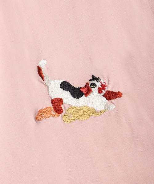 HOUSTON(ヒューストン)の「HOUSTON / ヒューストン 刺繍デザイン コットン半袖Tシャツ 猫 舞妓 和風モチーフ レディース(Tシャツ/カットソー・レディース・ピンク/ナチュラル/ピンク系その他/イエロー/ターコイズブルー/ベージュ系その他・0/1)」の13枚目の写真