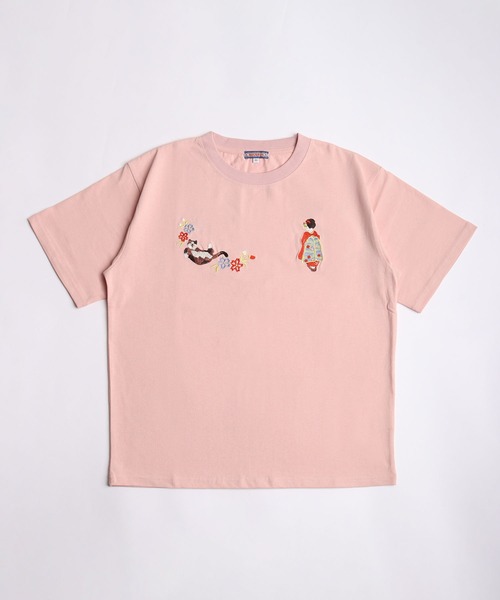 HOUSTON(ヒューストン)の「HOUSTON / ヒューストン 刺繍デザイン コットン半袖Tシャツ 猫 舞妓 和風モチーフ レディース(Tシャツ/カットソー・レディース・ピンク/ナチュラル/ピンク系その他/イエロー/ターコイズブルー/ベージュ系その他・0/1)」の15枚目の写真