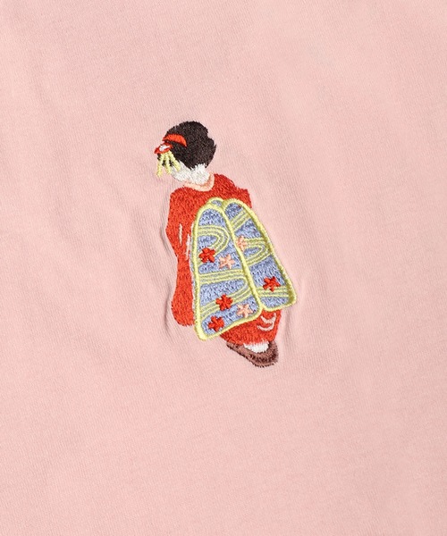HOUSTON(ヒューストン)の「HOUSTON / ヒューストン 刺繍デザイン コットン半袖Tシャツ 猫 舞妓 和風モチーフ レディース(Tシャツ/カットソー・レディース・ピンク/ナチュラル/ピンク系その他/イエロー/ターコイズブルー/ベージュ系その他・0/1)」の16枚目の写真