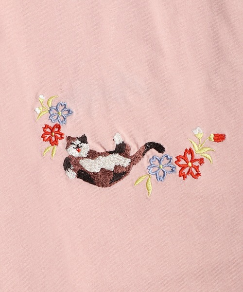 HOUSTON(ヒューストン)の「HOUSTON / ヒューストン 刺繍デザイン コットン半袖Tシャツ 猫 舞妓 和風モチーフ レディース(Tシャツ/カットソー・レディース・ピンク/ナチュラル/ピンク系その他/イエロー/ターコイズブルー/ベージュ系その他・0/1)」の17枚目の写真