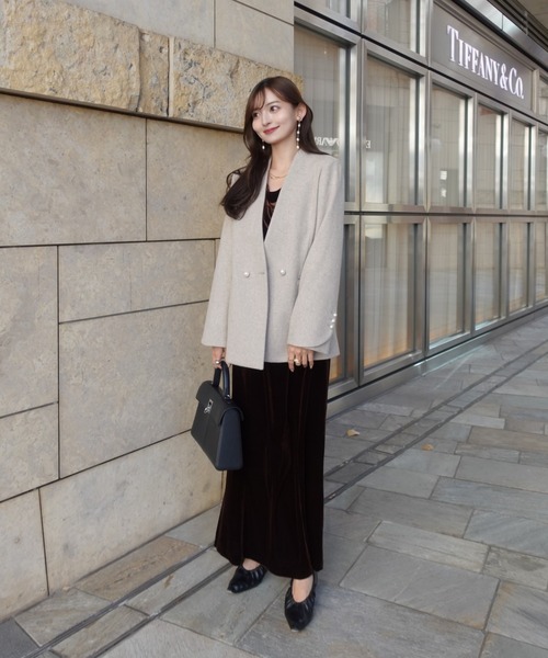 ORGUE(オルグ)の「Drape velours one-piece/ドレープベロアワンピース(ワンピース・レディース・チャコールグレー/ブラウン・SMALL/MEDIUM)」の7枚目の写真