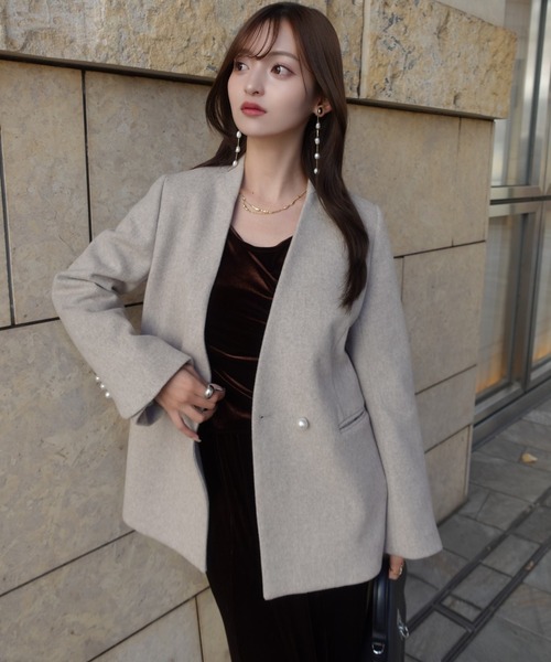 ORGUE(オルグ)の「Drape velours one-piece/ドレープベロアワンピース(ワンピース・レディース・チャコールグレー/ブラウン・SMALL/MEDIUM)」の6枚目の写真