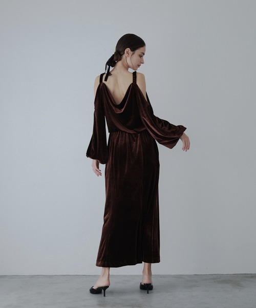 ORGUE(オルグ)の「Drape velours one-piece/ドレープベロアワンピース(ワンピース・レディース・チャコールグレー/ブラウン・SMALL/MEDIUM)」の10枚目の写真