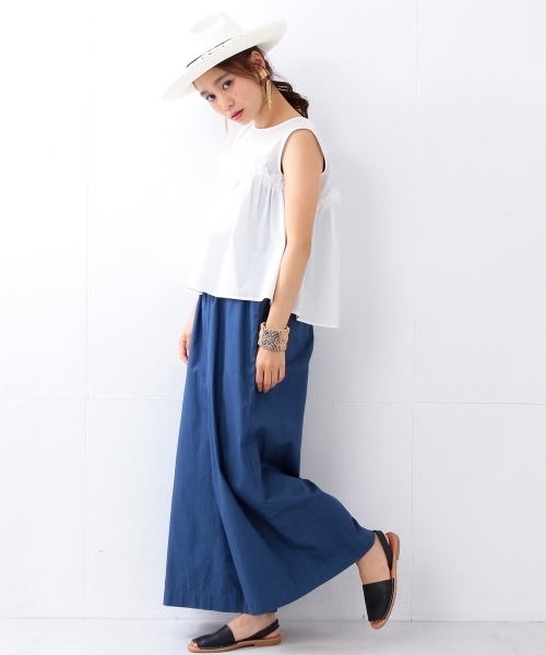 Ray BEAMS（レイビームス）の「 Ray BEAMS / ツイル ギャザー ワイド パンツ（その他パンツ・レディース・ベージュ/ブルー系その他・1/0）」の7枚目の写真