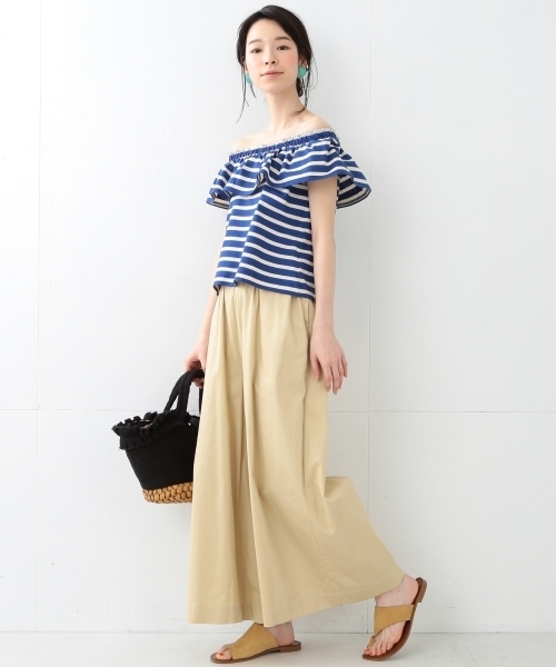 Ray BEAMS（レイビームス）の「 Ray BEAMS / ツイル ギャザー ワイド パンツ（その他パンツ・レディース・ベージュ/ブルー系その他・1/0）」の8枚目の写真