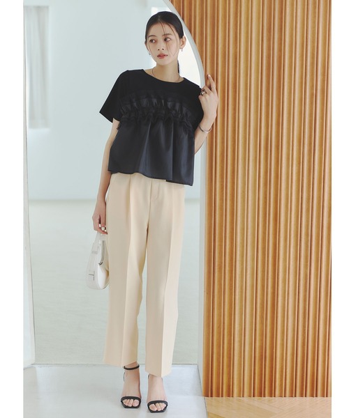 &. NOSTALGIA(アンドドットノスタルジア)の「ドットフリルレイヤードTシャツ(Tシャツ/カットソー・レディース・ホワイト/ブラック・M)」の3枚目の写真