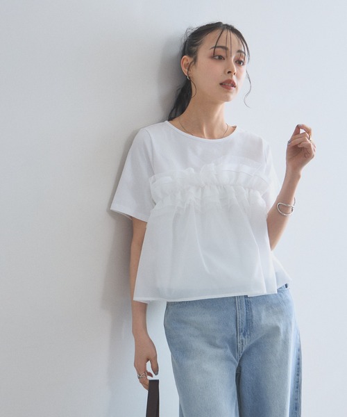 &. NOSTALGIA(アンドドットノスタルジア)の「ドットフリルレイヤードTシャツ(Tシャツ/カットソー・レディース・ホワイト/ブラック・M)」の16枚目の写真