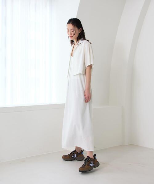 THE GOODLAND MARKET(ザグッドランドマーケット)の「『別注』MIDIUMISOLID×THE GOODLAND MARKET LINEN camisole onepiece(ワンピース・レディース・ホワイト/ブラック・FREE)」の6枚目の写真