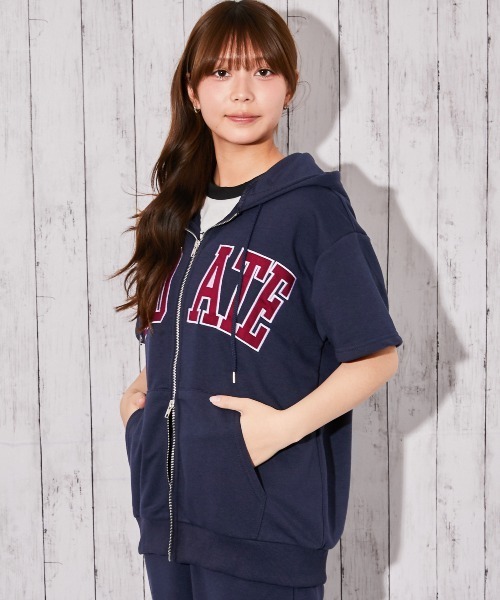 GORGE(ゴージ)の「《カレッジロゴ×ナンバリング》オーバーサイズZIPパーカー/ストリート/春夏秋/全3色(パーカー・レディース・杢グレー/オートミール/ネイビー・F)」の17枚目の写真