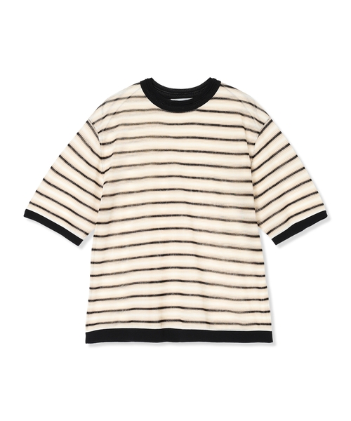 LE SOUK HOLIDAY（ルスークホリデー）の「マルチボーダーシアーニット【ハンドウォッシャブル】（ニット/セーター・レディース・ベージュ/ブラック・M/L）」の14枚目の写真
