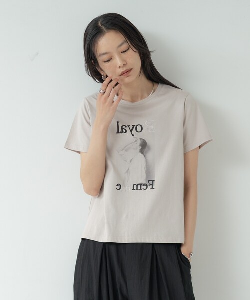 GALLEST（ギャレスト）の「タイポグラフィTシャツ【接触冷感】（Tシャツ/カットソー・レディース・ベージュ/ホワイト/ホワイト系5・38）」の12枚目の写真