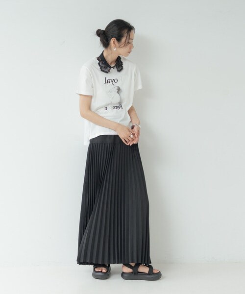 GALLEST（ギャレスト）の「タイポグラフィTシャツ【接触冷感】（Tシャツ/カットソー・レディース・ベージュ/ホワイト/ホワイト系5・38）」の14枚目の写真